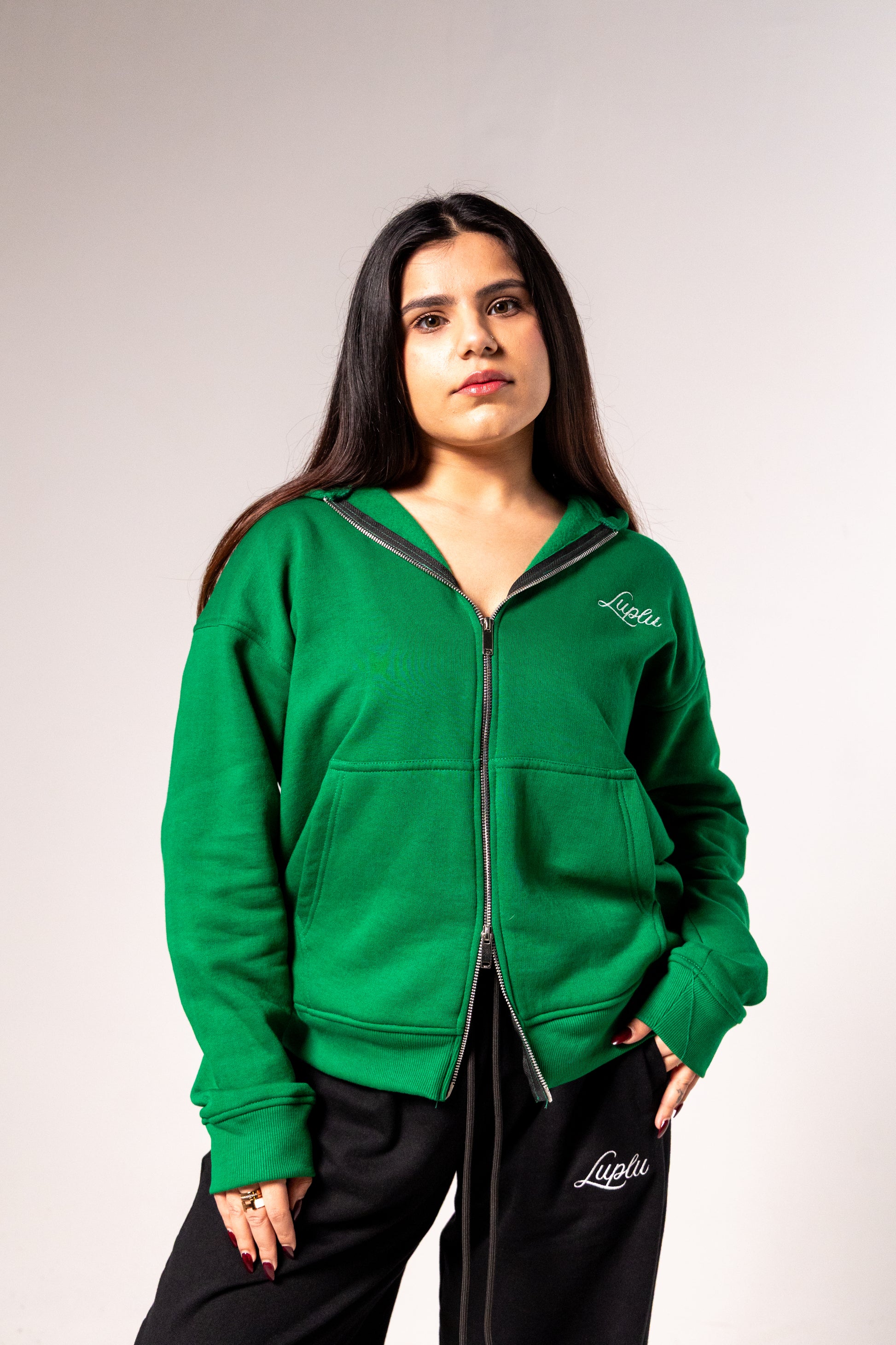 Luplu Essential Zip Hoodie | Green