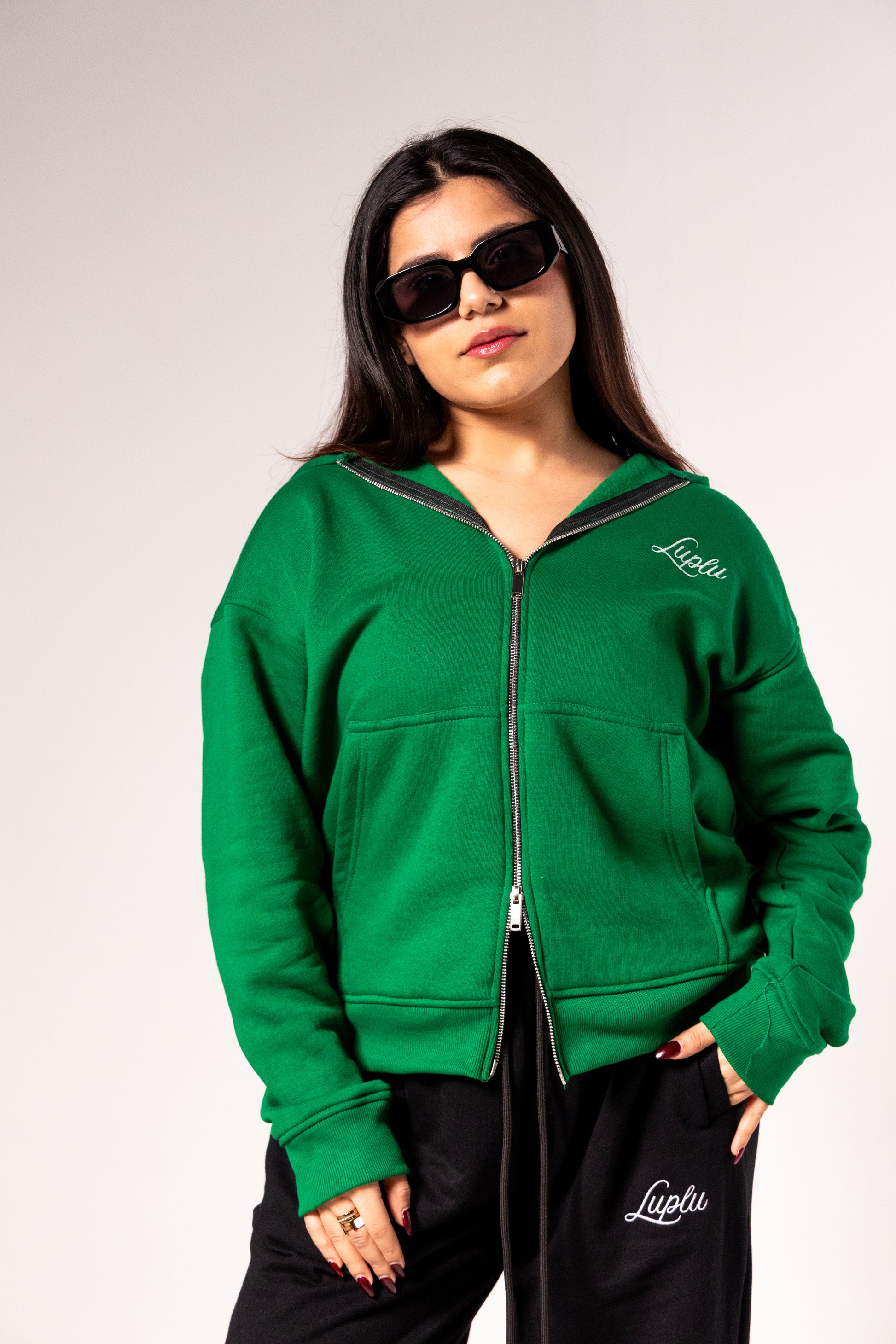 Luplu Essential Zip Hoodie | Green