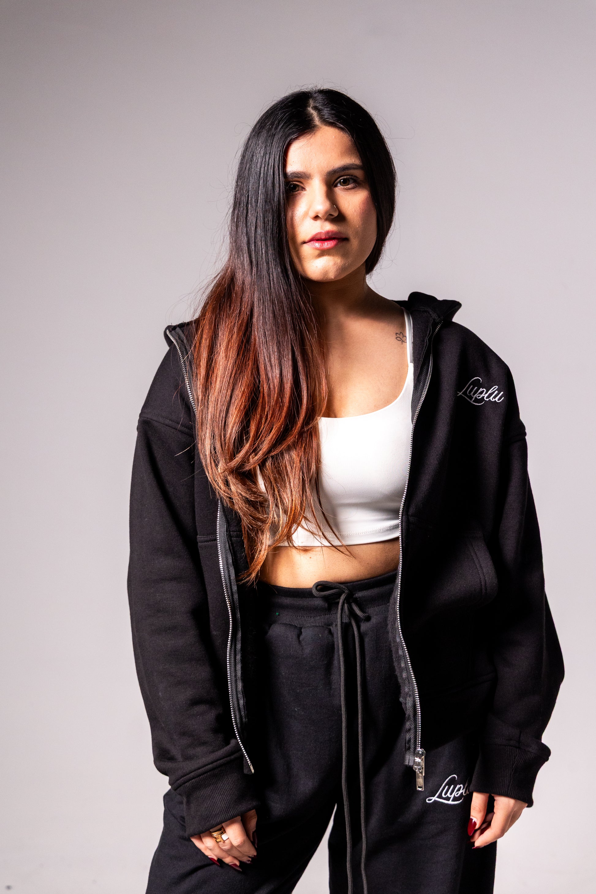 Luplu Essential Zip Hoodie | Black