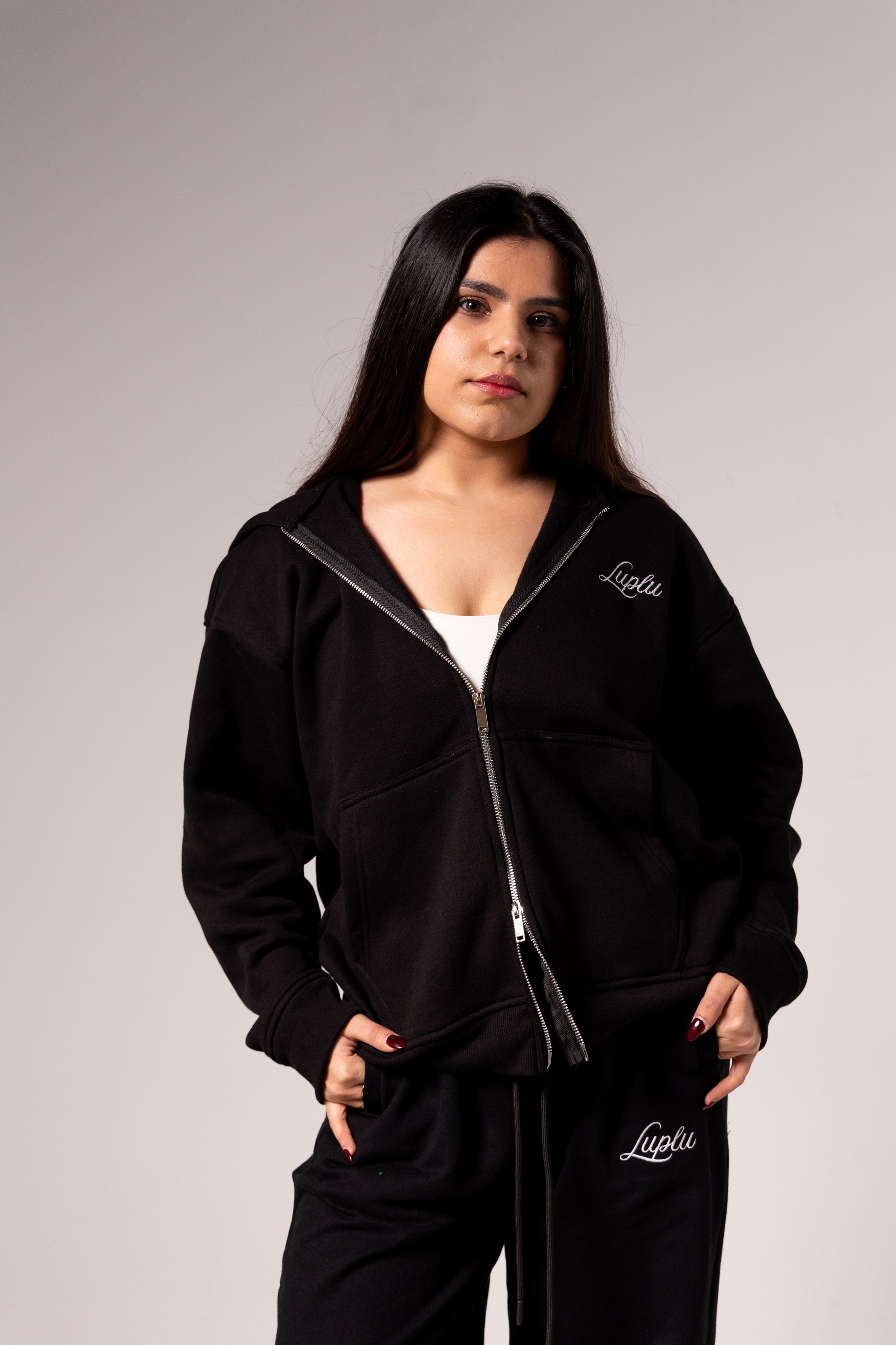 Luplu Essential Zip Hoodie | Black